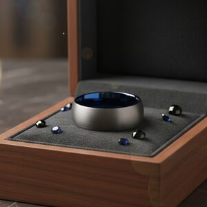 Silver Smart Ring with Blue Accent